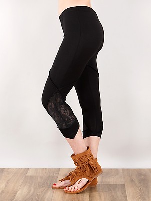 leggings 3 4 en coton noir exception nirmala troue decoupe elfique feerique